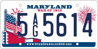 MD license plate 5AG5614