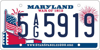 MD license plate 5AG5919