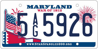 MD license plate 5AG5926