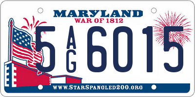 MD license plate 5AG6015