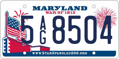 MD license plate 5AG8504