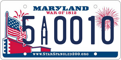 MD license plate 5AH0010
