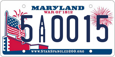 MD license plate 5AH0015