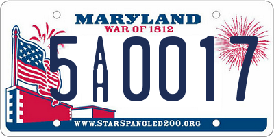 MD license plate 5AH0017