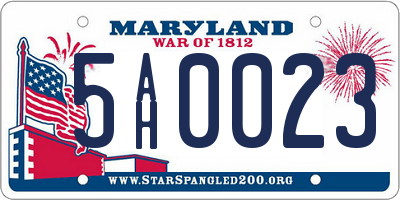 MD license plate 5AH0023