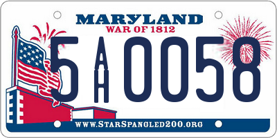 MD license plate 5AH0058