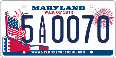 MD license plate 5AH0070