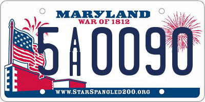 MD license plate 5AH0090