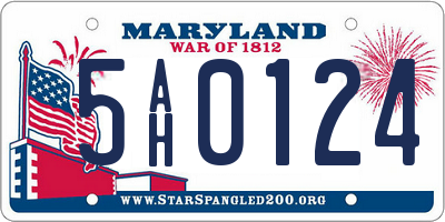 MD license plate 5AH0124