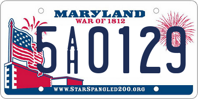 MD license plate 5AH0129