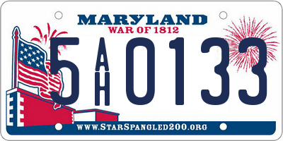 MD license plate 5AH0133