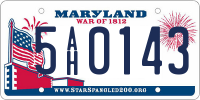 MD license plate 5AH0143