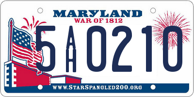 MD license plate 5AH0210