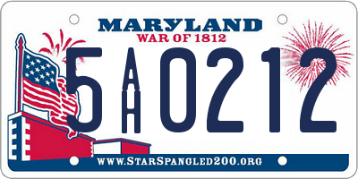 MD license plate 5AH0212