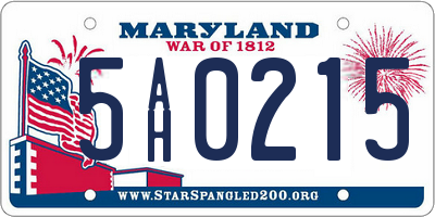 MD license plate 5AH0215