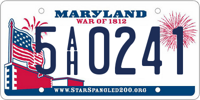 MD license plate 5AH0241