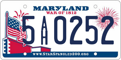 MD license plate 5AH0252
