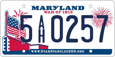 MD license plate 5AH0257