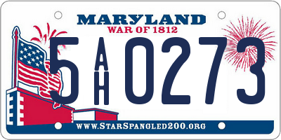 MD license plate 5AH0273