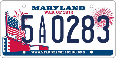 MD license plate 5AH0283