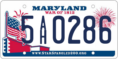 MD license plate 5AH0286