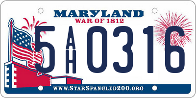MD license plate 5AH0316