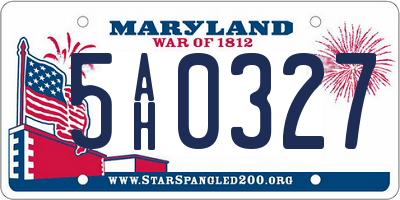 MD license plate 5AH0327