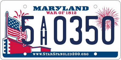 MD license plate 5AH0350