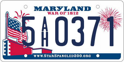 MD license plate 5AH0371