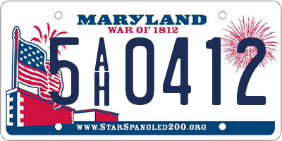MD license plate 5AH0412