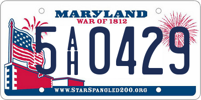 MD license plate 5AH0429