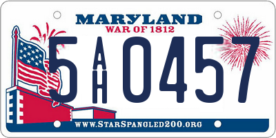 MD license plate 5AH0457