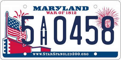 MD license plate 5AH0458