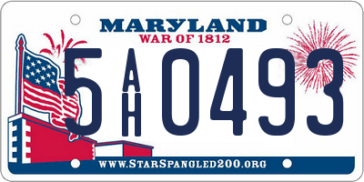 MD license plate 5AH0493