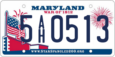 MD license plate 5AH0513