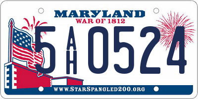 MD license plate 5AH0524