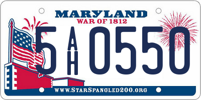 MD license plate 5AH0550