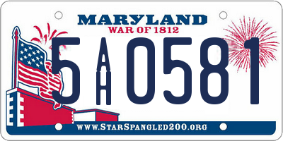 MD license plate 5AH0581