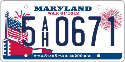 MD license plate 5AH0671