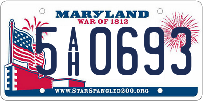 MD license plate 5AH0693