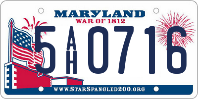 MD license plate 5AH0716