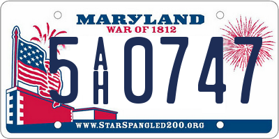 MD license plate 5AH0747