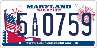 MD license plate 5AH0759