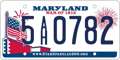 MD license plate 5AH0782