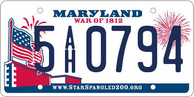 MD license plate 5AH0794