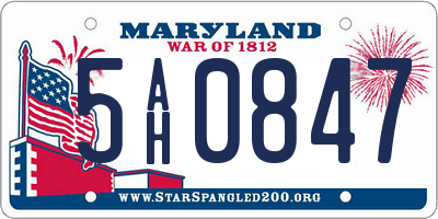 MD license plate 5AH0847