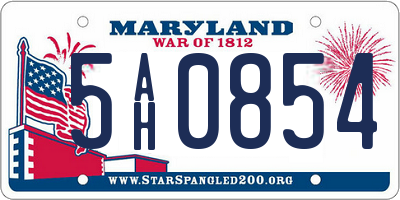 MD license plate 5AH0854