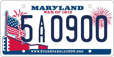 MD license plate 5AH0900