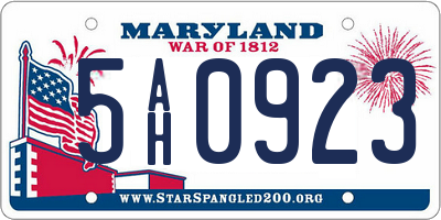 MD license plate 5AH0923