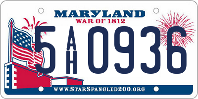 MD license plate 5AH0936